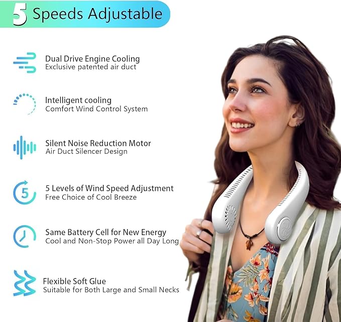 Rechargeable Neck Fan Stay Cool Anytime, Anywhere – With the Bladeless Neck Fan
