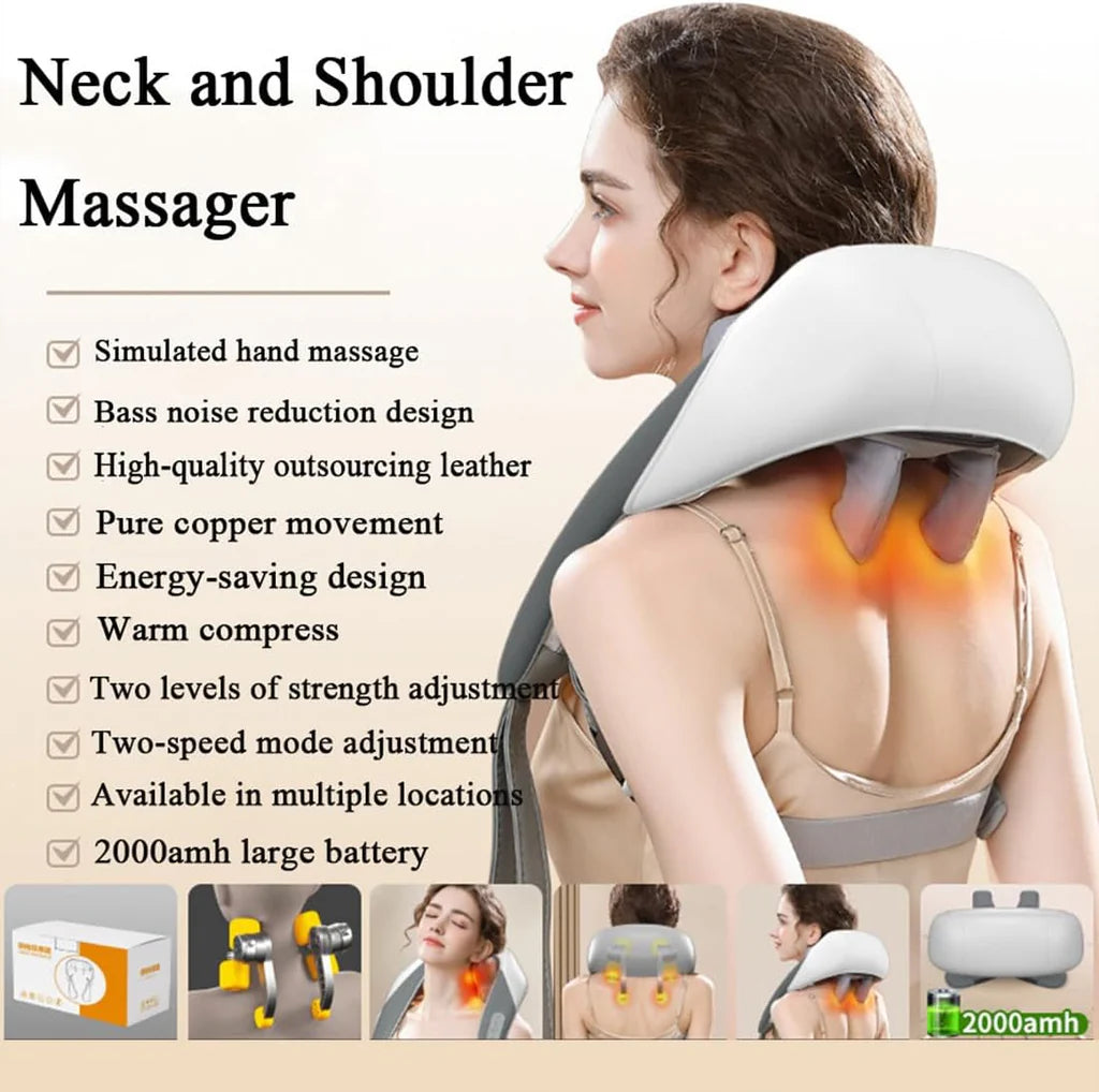 Neck and Shoulder Massager with Heat & Dual Speed (2000mAh)