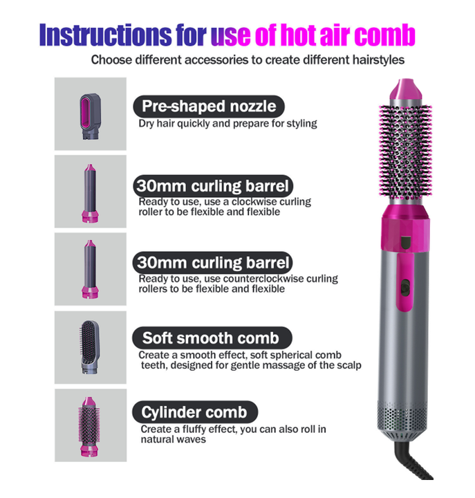 💁♀️ 5-in-1 Hot Hair Brush – Style, Dry, and Shine in One Go! ✨