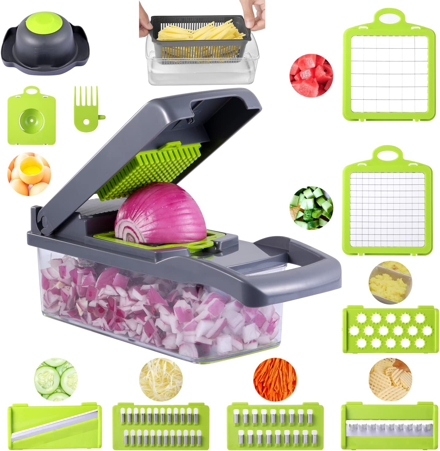 🥗 Ultimate 8-in-1 Vegetable Cutter, Chopper & Slicer – Fast, Easy & Safe Prep