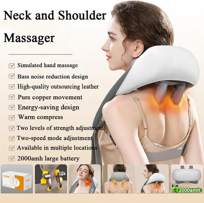 Neck and Shoulder Massager with Heat & Dual Speed (2000mAh)