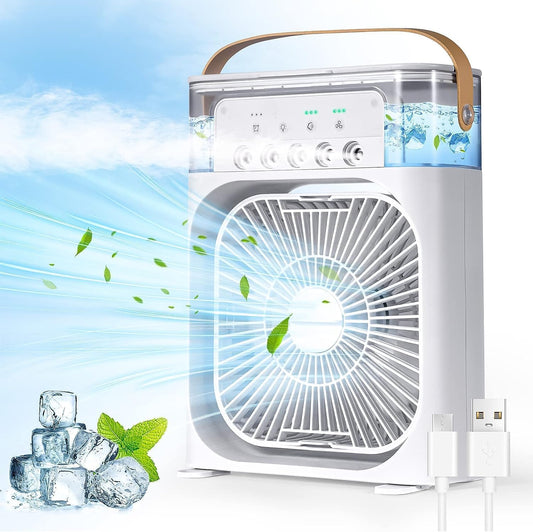 Mini USB Air Cooler – Personal Cooling with 7-Color LED & 3-Speed Fan