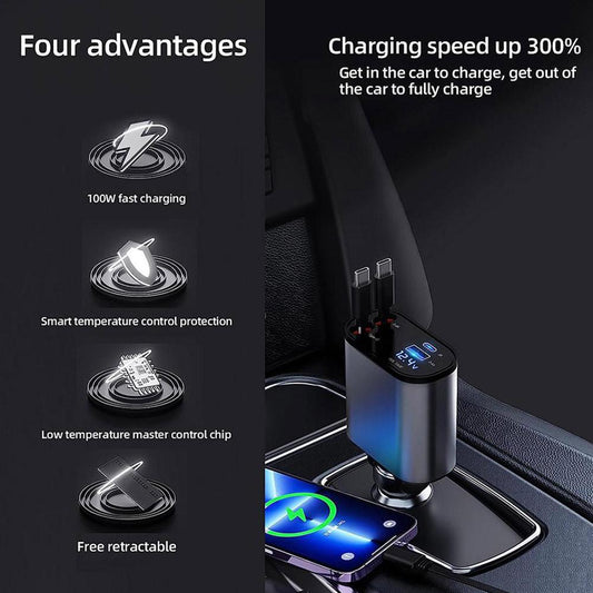 🔌 4-in-1 Retractable Charging Cable – One Cable for All Your Devices!
